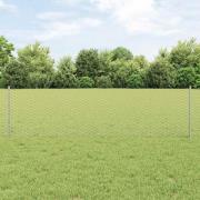 vidaXL Staket med stolpar Silver 0.6 x 50 m Stål