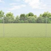 vidaXL Staket med stolpar Silver 1.2 x 50 m Stål