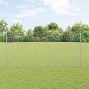 vidaXL Staket med stolpar Silver 1.5 x 50 m Stål