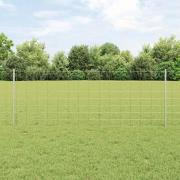 vidaXL Staket med stolpar Silver 0.8 x 25 m Stål