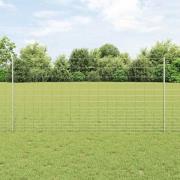 vidaXL Staket med stolpar Silver 1.2 x 25 m Stål