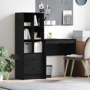 vidaXL Skrivbord med förvaring med låda 2 pcs Svart ek 80 x 50 x 76 cm
