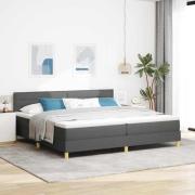 vidaXL Bäddfjäder med kudde med huvudgavel Mörkgrå 200 x 200 cm tyg