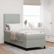 vidaXL Bäddfjäder med madrass med huvudgavel Ljusgrå 80 x 200 cm tyg