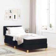 vidaXL Bäddfjäder med madrass med huvudgavel Svart 80 x 200 cm tyg