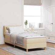 vidaXL Bäddfjäder med madrass med huvudgavel Kräm 80 x 200 cm tyg