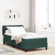 vidaXL Bäddfjäder med huvudgavel Mörkgrön 90 x 200 cm Sammet