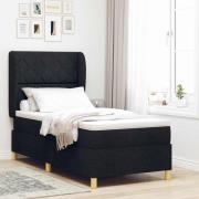vidaXL Bäddfjäder med madrass med huvudgavel Svart 200 x 100 cm tyg