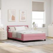 vidaXL Bäddfjäder med huvudgavel Rosa 200 x 160 cm Sammet