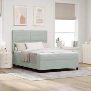 vidaXL LED Box Säng med madrass Ljusgrå 160 x 200 cm tyg