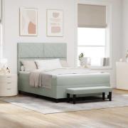 vidaXL Bäddfjäder med madrass Ljusgrå 140 x 190 cm Sammet