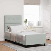 vidaXL Bäddfjäder med huvudgavel Ljusgrå 100 x 200 cm Sammet