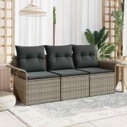 vidaXL Trädgårdsoffset 3 pcs Grå 196 x 62 x 85cm konstrotting