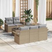 vidaXL Trädgårdsoffset 6 pcs Beige Poly rattan