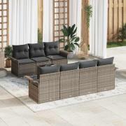 vidaXL Trädgårdsoffset 8 pcs Grå Poly rattan