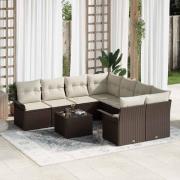 vidaXL Trädgårdsoffset 9 pcs Brun Poly rattan