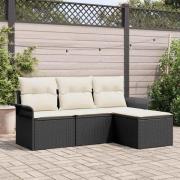 vidaXL Trädgårdsoffset 4 pcs Svart 55 x 55 x 37 cm konstrotting