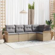 vidaXL Trädgårdsoffset 5 pcs 242.5 x 132.5 x 85 cm Poly rattan