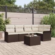 vidaXL Trädgårdsoffset 6 pcs 242.5 x 132.5 x 85 cm Poly rattan