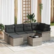 vidaXL Trädgårdsoffset med kudde 7 pcs Ljusgrå Poly rattan