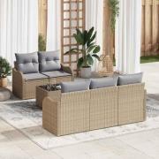 vidaXL Trädgårdsoffset 6 pcs Beige Poly rattan