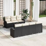 vidaXL Trädgårdsoffset 8 pcs Svart 55 x 55 x 37 cm Poly rattan