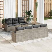 vidaXL Trädgårdsoffset 8 pcs Ljusgrå 55 x 55 x 37 cm Poly rattan
