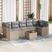 vidaXL Trädgårdsoffset 8 pcs Beige 55 x 55 x 37 cm Poly rattan