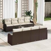 vidaXL Trädgårdsoffset 9 pcs Brun 55 x 55 x 37 cm Poly rattan