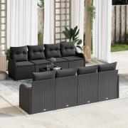 vidaXL Trädgårdsoffset 9 pcs Svart 55 x 55 x 37 cm Poly rattan