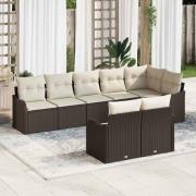 vidaXL Trädgårdsoffset med kudde 8 pcs Brun Poly rattan