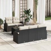 vidaXL Trädgårdsoffset 6 pcs Svart 55 x 55 x 37 cm Poly rattan