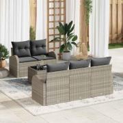 vidaXL Trädgårdsoffset 6 pcs Ljusgrå 55 x 55 x 37 cm Poly rattan