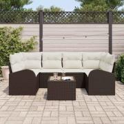 vidaXL Trädgårdsoffset 7 pcs Brun 55 x 55 x 37 cm Poly rattan