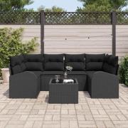 vidaXL Trädgårdsoffset 7 pcs Svart 55 x 55 x 37 cm Poly rattan