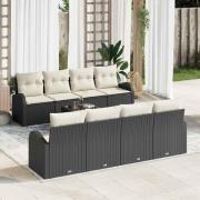 vidaXL Trädgårdsoffset 7 pcs Svart och Beige 55 x 55 x 37 cm