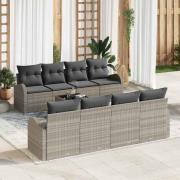 vidaXL Trädgårdsoffset 7 pcs Ljusgrå 55 x 55 x 37 cm konstrotting