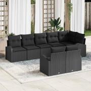 vidaXL Trädgårdsoffset med kudde 8 pcs 289 x 124 x 85 cm Poly rattan