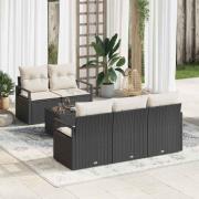 vidaXL Trädgårdsoffset 6 pcs Svart, Grädde 55 x 55 x 37 cm