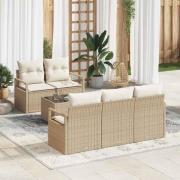 vidaXL Trädgårdsoffset 6 pcs Beige och gräddfärgad 55 x 55 x 37 cm