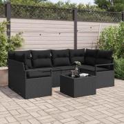 vidaXL Trädgårdsoffset 7 pcs Svart 55 x 55 x 37 cm konstrotting