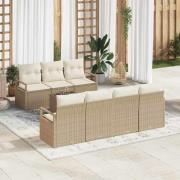 vidaXL Trädgårdsoffset 8 pcs Beige, Kräm 55 x 55 x 37 cm konstrotting