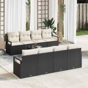 vidaXL Trädgårdsoffset 7 pcs Svart, Grädde 55 x 55 x 37 cm