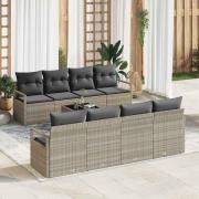 vidaXL Trädgårdsoffset 7 pcs Ljusgrå 55 x 55 x 37 cm konstrotting