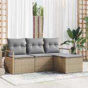 vidaXL Trädgårdsoffset 4 pcs Beige Poly rattan