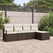 vidaXL Trädgårdsoffset 5 pcs Brun Poly rattan