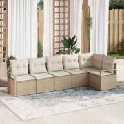 vidaXL Trädgårdsoffset 6 pcs Beige Poly rattan