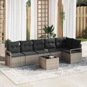 vidaXL Trädgårdsoffset 7 pcs Grå Poly rattan