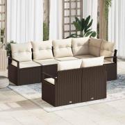 vidaXL Trädgårdsoffset 7 pcs Brun Poly rattan
