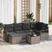 vidaXL Trädgårdsoffset 7 pcs Grå Poly rattan